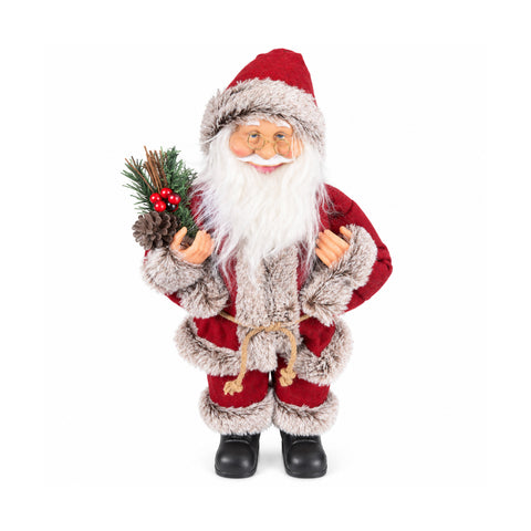 saint joy babbo natale 60 cm decorativo con ramo di pino e decori natalizi statua natalizia dettagliata in 4 varianti rosso eschimese bianco grigio ean 8056819080575
