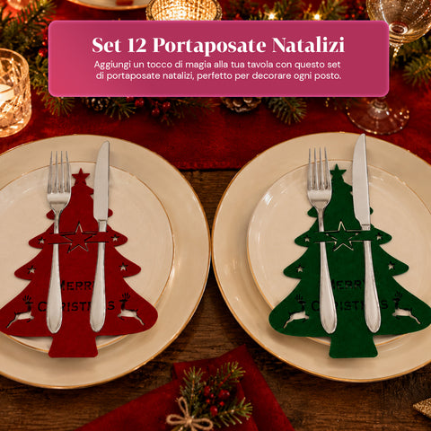 saint joy portaposate natalizi in feltro set 12 pezzi a forma di albero ean 8050043128027