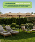 zendea ombrellone da giardino ovale xxl 400x200 in acciaio al carbonio e telone in poliestere altezza 275m base non inclusa ean 8050030810942