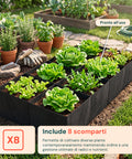 zendea orto rialzato in tessuto 480l con 8 scomparti in acciaio inox 304 182x91 cm per verdure e piante e pronto alluso ean 8050030810515