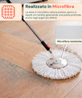 avilia home kit mocio rotante 360 con secchio 14l 46x27x22cm e centrifuga in acciaio include 2 testine in microfibra dosatore sapone e asta telescopica set lavapavimenti universale con ruote e scarico ean 8052879013140
