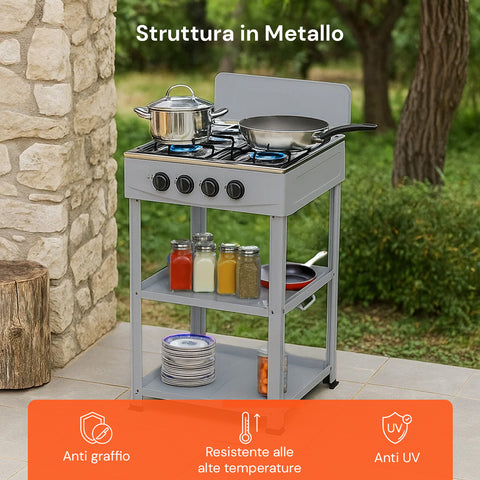 staylux cucina a gas da esterno con supporto e 2 ripiani acciaio potente e pratica ean 8055954980054