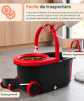 avilia home kit mocio rotante 360 con secchio 14l 46x27x22cm e centrifuga in acciaio include 2 testine in microfibra dosatore sapone e asta telescopica set lavapavimenti universale con ruote e scarico ean 8052879013140