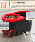 avilia home kit mocio rotante 360 con secchio 14l 46x27x22cm e centrifuga in acciaio include 2 testine in microfibra dosatore sapone e asta telescopica set lavapavimenti universale con ruote e scarico ean 8052879013140