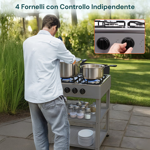 staylux cucina a gas da esterno con supporto e 2 ripiani acciaio potente e pratica ean 8055954980054