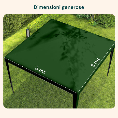 zendea gazebo 3x3mt per esterni con copertura impermeabile e telaio in acciaio ean 8015361713188