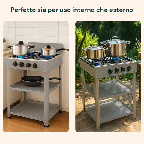 staylux cucina a gas da esterno con supporto e 2 ripiani acciaio potente e pratica ean 8055954980054
