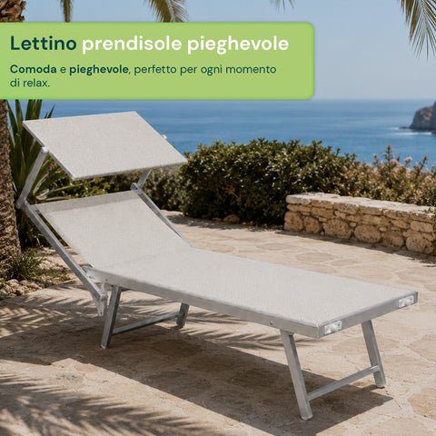 zendea lettino prendisole pieghevole in alluminio e textilene con tettuccio parasole 360 schienale reclinabile e portata 150kg ean 8056819032680