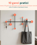 avilia home appendiabiti da parete moderno con 10 ganci in metallo resistente 59x335 cm portata 30 kg kit montaggio incluso 59x335 cm ean 8052879010880