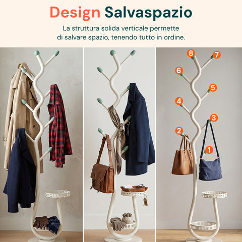 avilia home appendiabiti moderno in metallo bianco con 2 vassoi circolari 24 cm struttura robusta e salvaspazio h 1665 cm ean 8052879010217