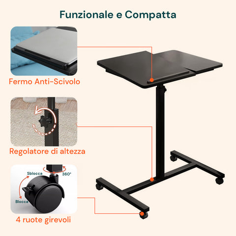 avilia scrivania regolabile con ruote e ripiano inclinabile salvaspazio multiuso ean 8056819050271