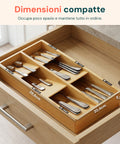 axentia organizer portaposate in bambu con 6 scomparti ed etichette per cassetti cucina 20x39 cm in legno naturale ean 8052879012051