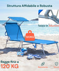 Lettino Da Mare Pieghevole Con Parasole In Alluminio - Blu