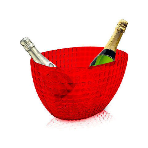 Seau à Glaçons – Rouge Transparent, Design Ovale