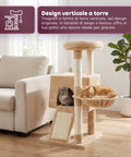 puppy lovers albero tiragraffi per gatti multilivello h 87 cm in sisal con amaca piattaforme e gioco a pallina 45x40 cm ean 8054806950481