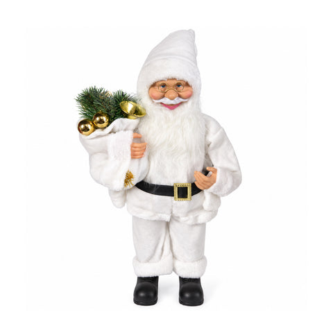 saint joy babbo natale 60 cm decorativo con ramo di pino e decori natalizi statua natalizia dettagliata in 4 varianti rosso eschimese bianco grigio ean 8056819080575