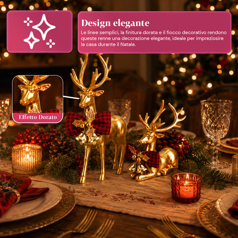 saint joy cervi dorati natalizi coppia in due dimensioni decorazione in abs ean 8050043128140