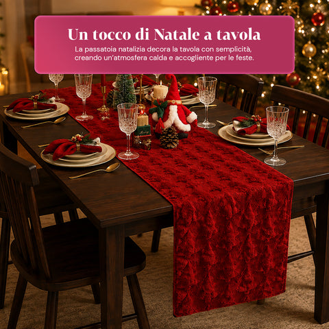 saint joy runner natalizio 33x180 cm con alberi in rilievo rosso o verde ean 8050043128317
