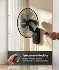 wintem barrow ventilatore da parete nero 40cm 60w 8 velocita con telecomando e timer 9h oscillazione 120 e inclinazione 30 ean 8056819040210