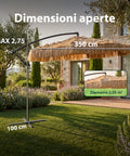 zendea ombrellone lampara da giardino effetto rafia altezza 275m con struttura in acciaio al carbonio con manovella e sostegno a croce ean 8050030810720