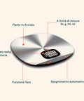 zephir bilancia da cucina in acciaio 5kg ultra compatta lcd funzione tara ean 8019101729767