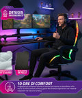 nexor sedia gaming reclinabile con poggiapiedi estraibile cuscino lombare e poggiatesta ean 8052879011771
