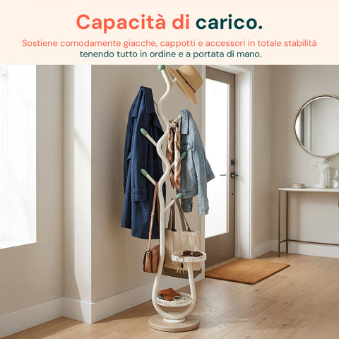 avilia home appendiabiti moderno in metallo bianco con 2 vassoi circolari 24 cm struttura robusta e salvaspazio h 1665 cm ean 8052879010217
