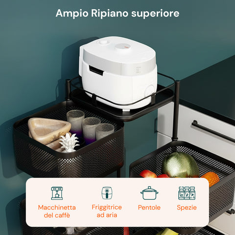 avilia home carrello multiuso richiudibile quadrato salvaspazio con ruote organizer con cestelli 345 ripiani nero o bianco ean 8052879012259