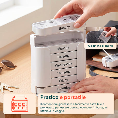 avilia home organizer pillole settimanale 7 giorni con contenitori giornalieri rimovibili e portatili ean 8052879011429