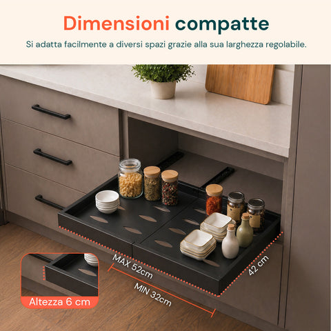 avilia home ripiano estraibile ed espandibile nero 3252 cm in metallo organizzatore scorrevole per mobili e dispensa ean 8052879010811