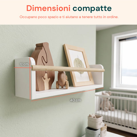 avilia home set 3 mensole da parete per bambini in legno resistente 40x12 cm portata 3kg ean 8052879011672