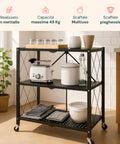 avilia scaffale multiuso pieghevole nero con 3 ripiani in metallo resistente ean 8015361267650