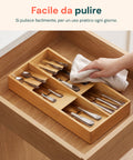 axentia organizer portaposate in bambu con 6 scomparti ed etichette per cassetti cucina 20x39 cm in legno naturale ean 8052879012051