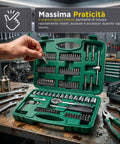 daimann set attrezzi da lavoro 130 pezzi in acciaio cromo vanadio con cricchetto inserti e bussole ean 8056590070413
