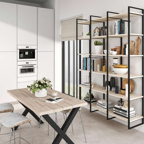 immagine-4-emuca-set-2-strutture-verticali-componi-scaffale-da-parete-in-acciaio-179x35cm-nero-ean-8432393275123