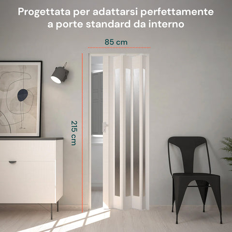 garden friend porta a soffietto bianca 85x215 cm in pvc con inserti ps e chiusura a chiave ean 8023755042714