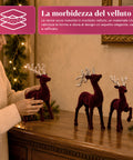 saint joy renne natalizie in velluto rosso set 3 pezzi decorazione da tavolo ean 8050043128300