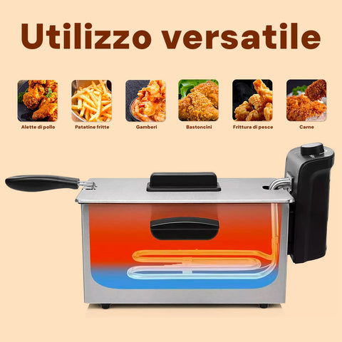 tristar friggitrice 3l in acciaio inox 2000w con termostato 130 190c argento ean 8713016083739