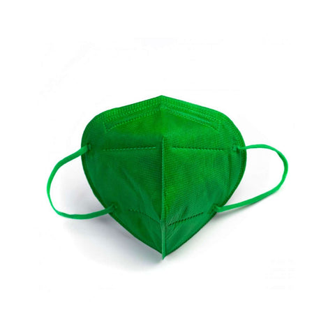 Green FFP2 NR disposable face mask, designed with 5 layers for high filtration and protection.