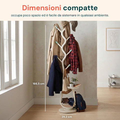 avilia home appendiabiti moderno in metallo bianco con 2 vassoi circolari 24 cm struttura robusta e salvaspazio h 1665 cm ean 8052879010217