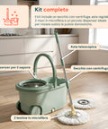avilia home kit mocio rotante 360 con secchio 14l 46x27x22cm e centrifuga in acciaio include 2 testine in microfibra dosatore sapone e asta telescopica set lavapavimenti universale con ruote e scarico ean 8052879013140