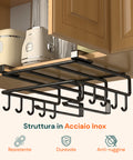 avilia home mensola sottopensile cucina con ganci e porta rotolo salvaspazio ean 8052879010828