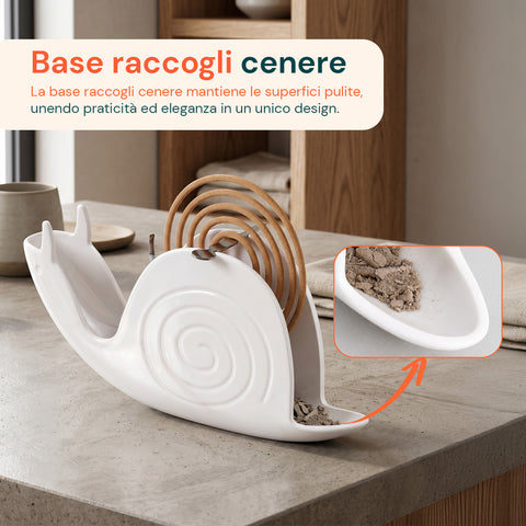 avilia home porta zampirone a forma di lumaca supporto per spirali antizanzare in abs con base raccogli cenere design universale riutilizzabile dimensioni 18x32x75cm ean 8052879014048