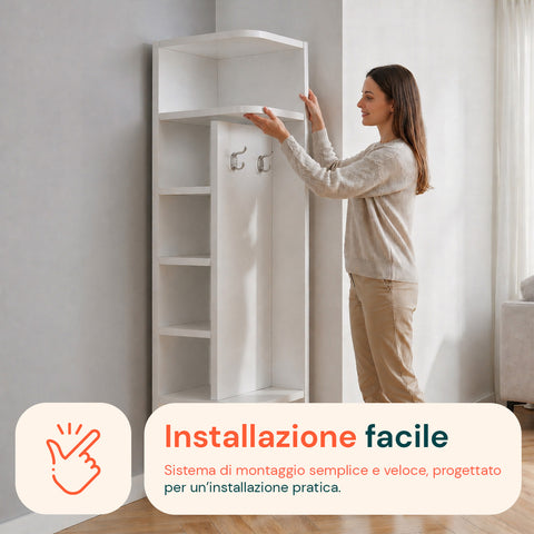 avilia home scaffale angolare in mdf bianco a 7 livelli 180x30x30 cm ad alta capacita di carico ean 8052879010286