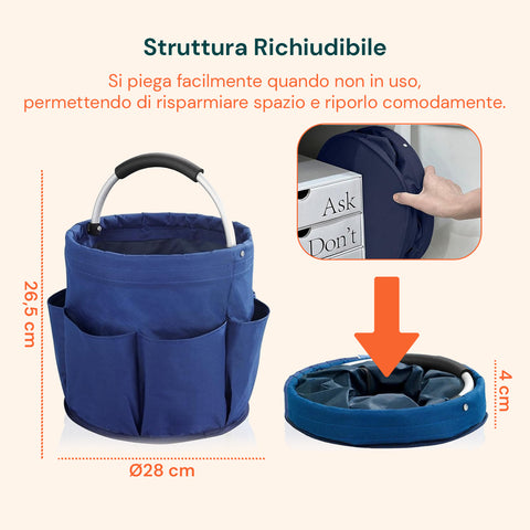 avilia home secchiello pieghevole multiuso 16l con tasche salvaspazio e resistente ean 8052879010675