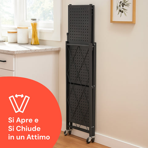 avilia scaffale multiuso pieghevole nero con 3 ripiani in metallo resistente ean 8015361267650