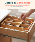 axentia organizer portaposate in bambu con 6 scomparti ed etichette per cassetti cucina 20x39 cm in legno naturale ean 8052879012051