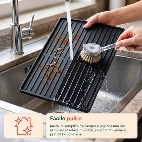 axentia tappetino in silicone 2 in 1 con bordi alti sottociotola impermeabile e antipolvere per animali base antiscivolo pieghevole e salvaspazio materiale sano e atossico ean 8052879011399