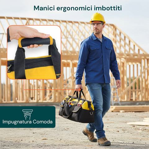 daimann borsa porta attrezzi professionale con base rigida e tessuto oxford ean 8056590070338