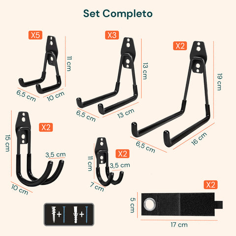 daimann kit 16 ganci da muro per officina o garage diverse misure e usi ean 8056590070307